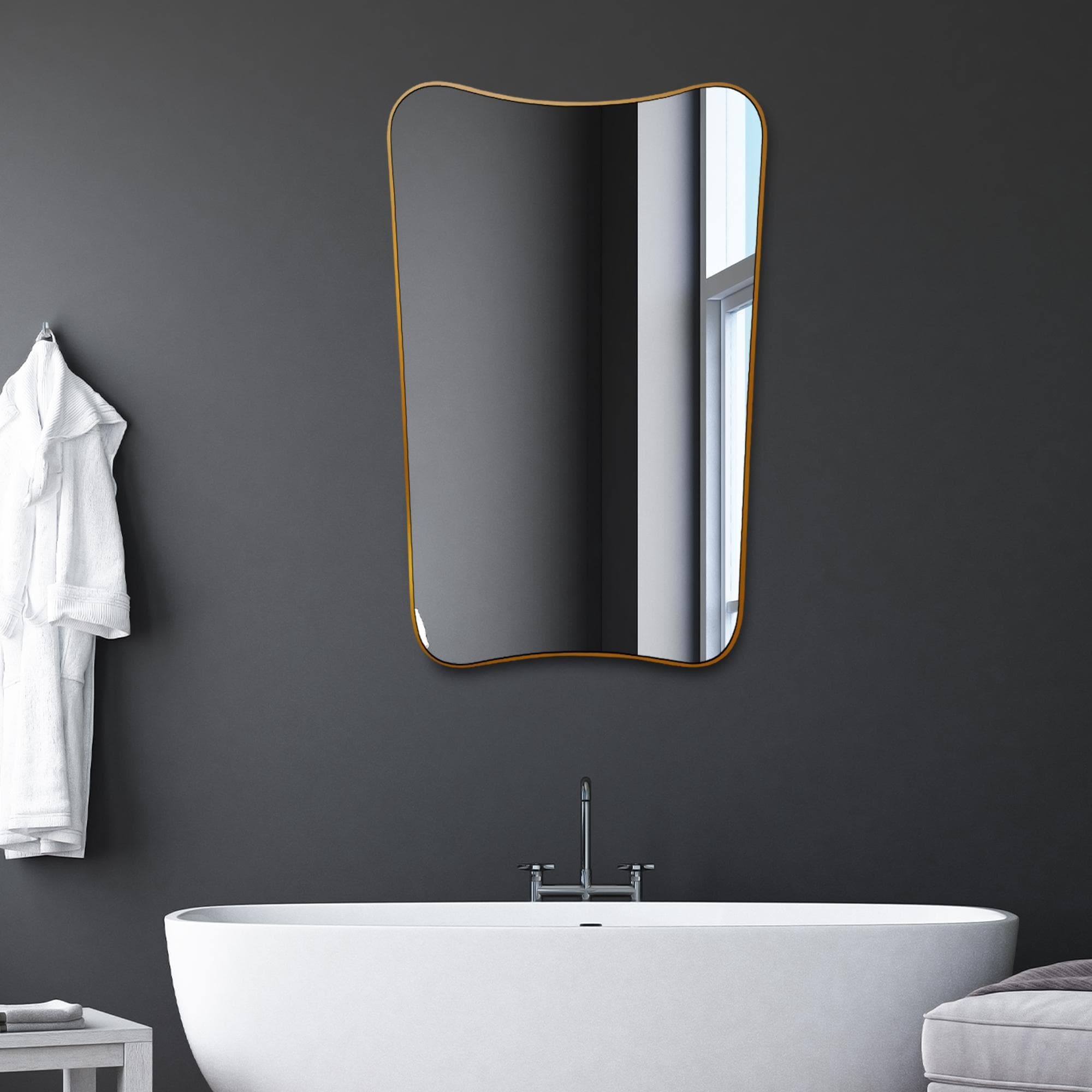 Irregular Bean Wall Mirror Home Decor Asymmetrical Unique Mirror Bathroom  Mirror