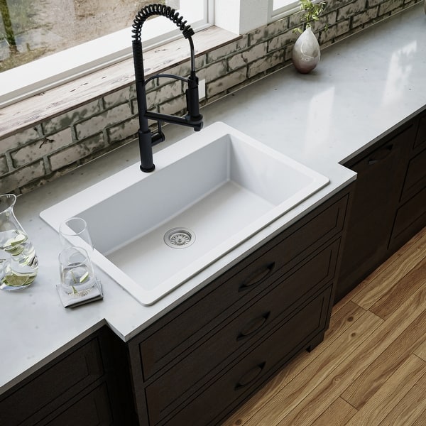 slide 2 of 63, Karran Top Mount 33 in. Large Single Bowl Quartz Kitchen Sink