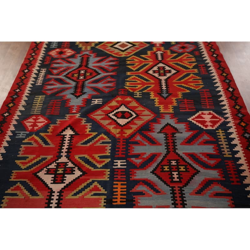 Vegetable Dye Shirvan Antique Area Rug Hand-Woven Wool Carpet - 5'6" x 11'5"