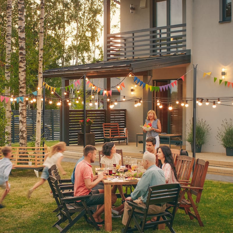 String Light Poles with Hook for Hanging String Lights for Garden Party Patio Christmas Wedding - Black