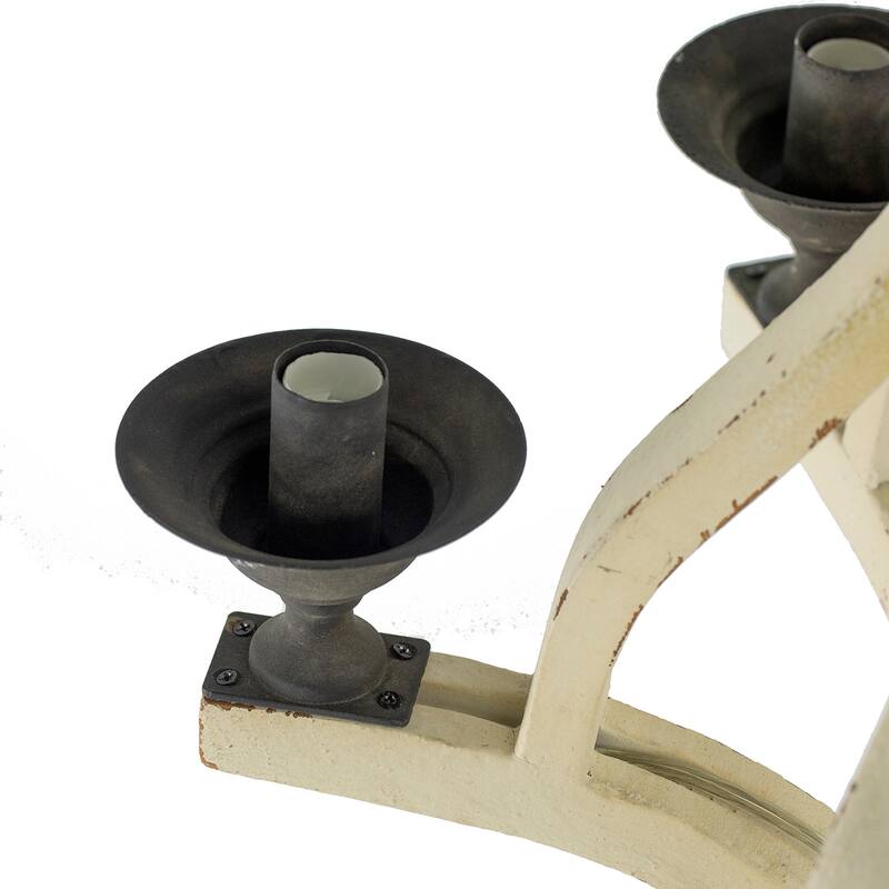 6-Light Wood Chandelier, Hanging Light Fixture with Adjustable Chain for Foyer Entryway, Pendant Ceiling Lighting Fixture