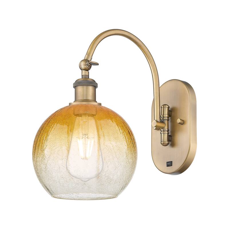 Innovations Lighting Endless Possibilities Ballston - Brookhaven Globe - 1 Light 8" Swiveling Sconce - Brushed Brass/Amber