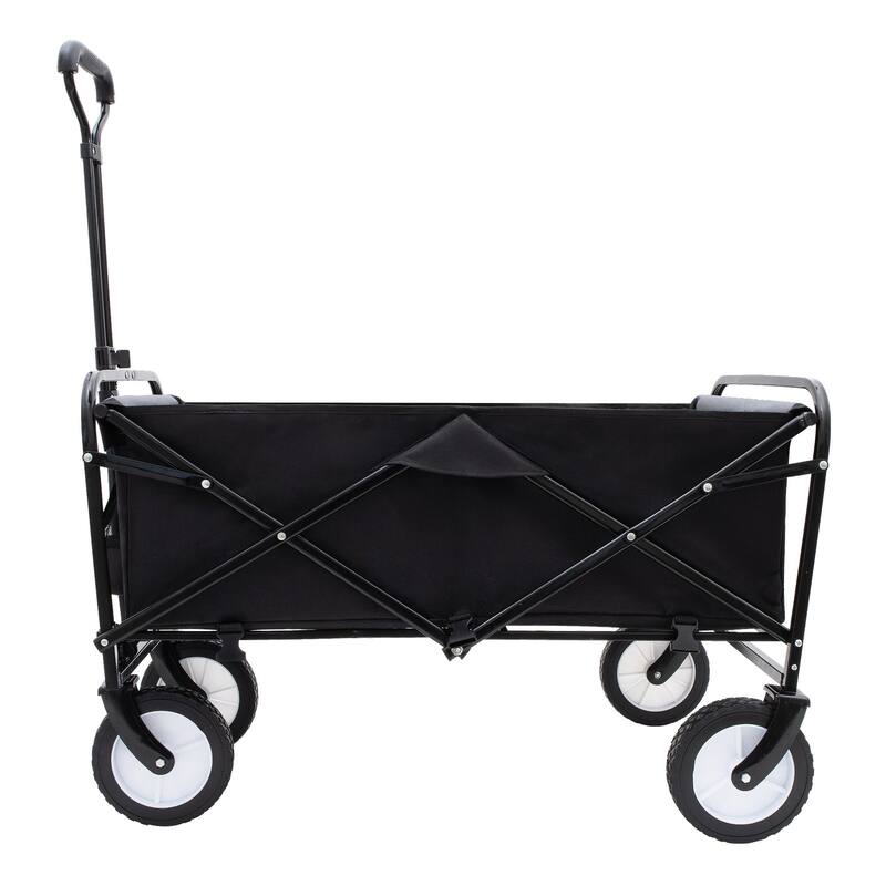 360 lb Collapsible Wagon Cart with Strapping System & 3-Pack Waterproof Liners - Black