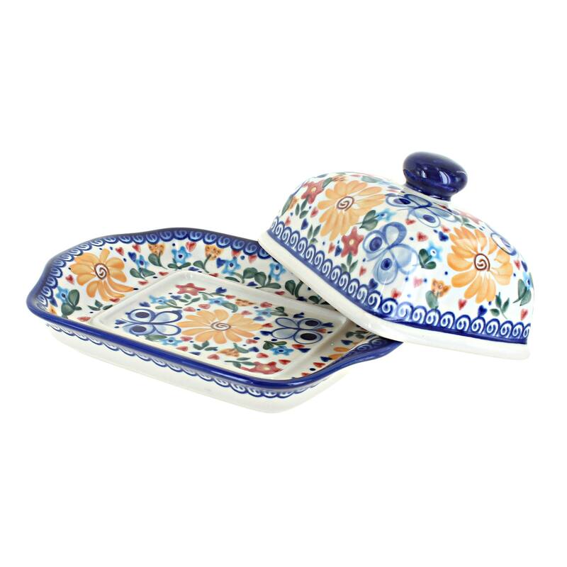 Blue Rose Polish Pottery 67 Vena Butter Dish