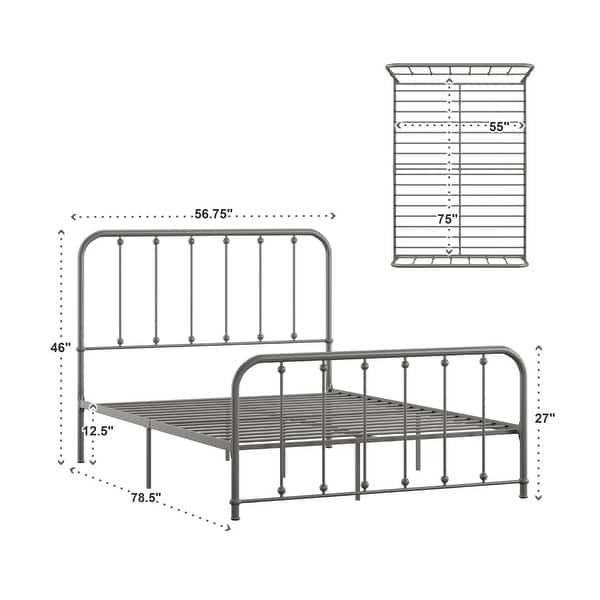 Kae Metal Bed with Beaded Headboard by iNSPIRE Q Classic Bed Bath