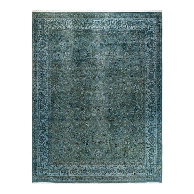 Overton Hand Knotted Wool Vintage Inspired Modern Contemporary Overdyed Gray Area Rug - 9' 2" x 11' 10"