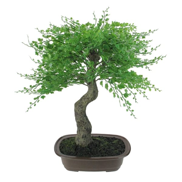 Shop 16 Green Mini Maple Artificial Bonsai Tree In A Brown Pot Overstock 24257753