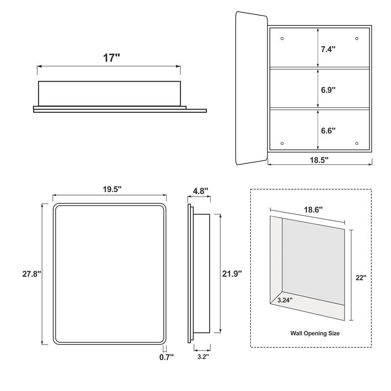 Surface Mount Medicine Cabinet with Mirror