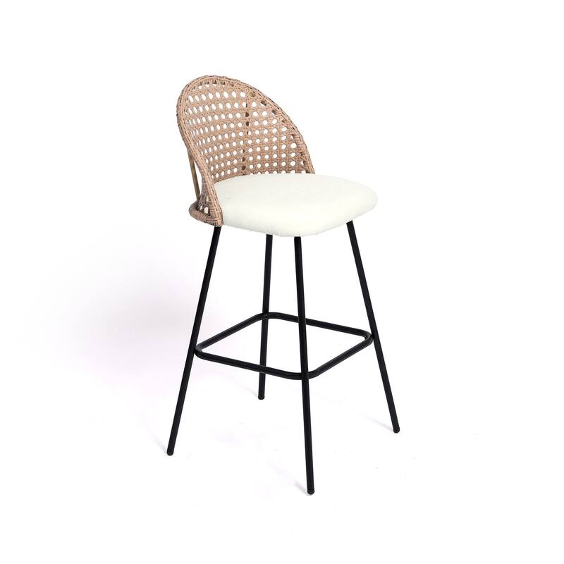 28"/29" Set of 2 Rattan Counter Height Swivel Bar Stools Chenille Cushion