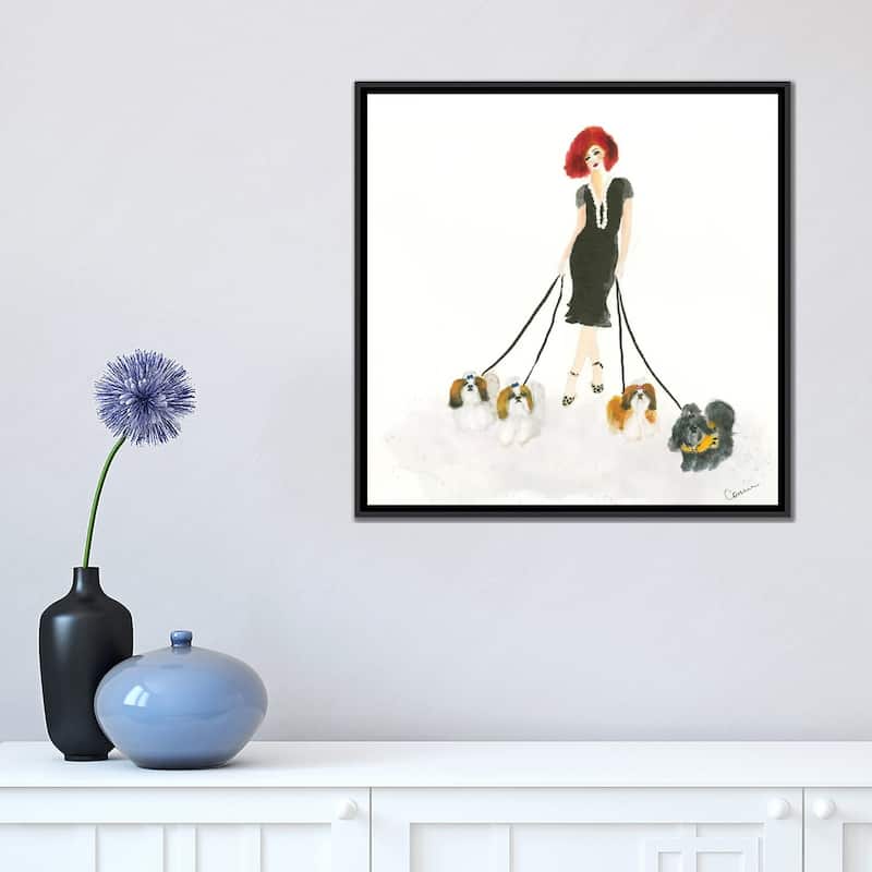 iCanvas "Shih Tzu Stroll" by Connie Collum Framed Canvas Print