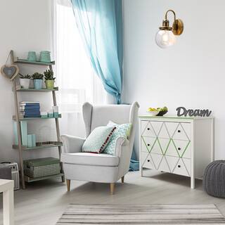 1-Light vintage wall sconce light golden and clear wall mounted light brass and glass fixtures light