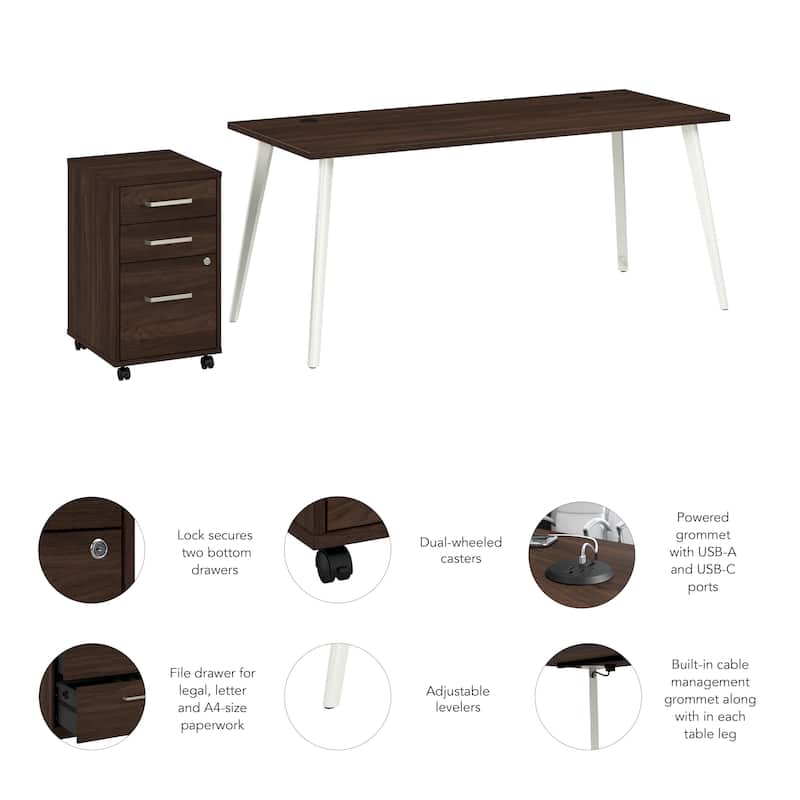 Bush Business Furniture Vista 72W Desk with Mobile File Cabinet