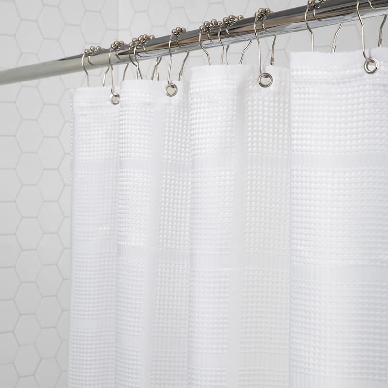 Elle Décor Jacquard Solid Weave Shower Curtain in Grey