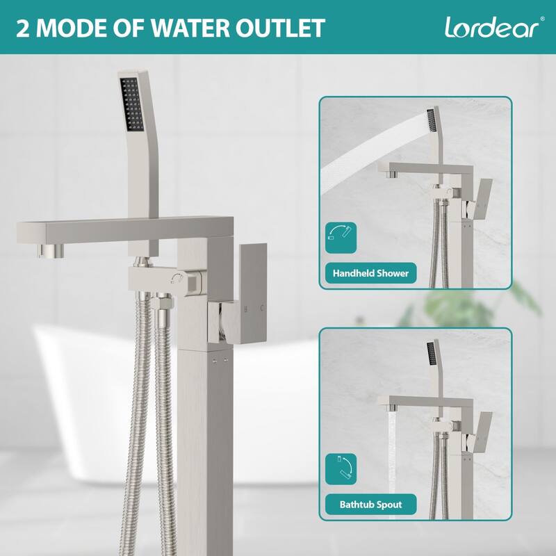 Lordear Bathtub Faucet Tub Filler Swivel Faucet with Hand Shower, Swivel Spout