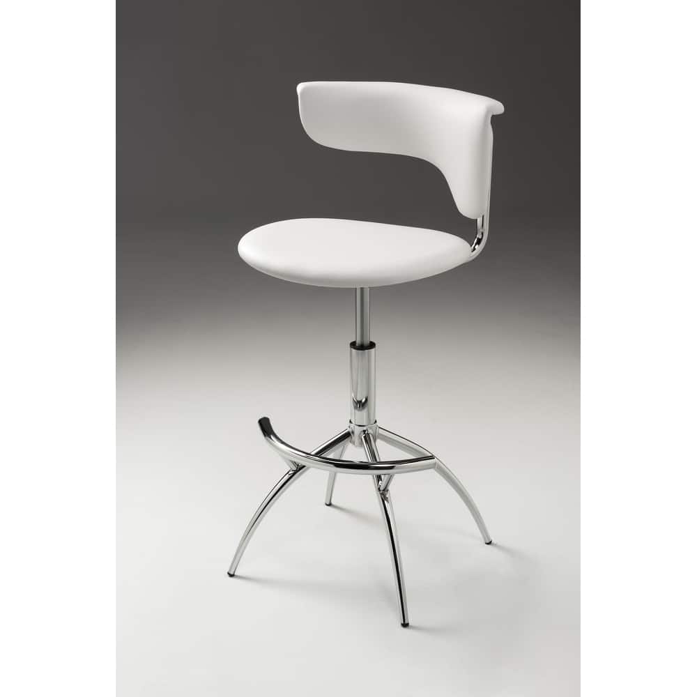 PU bar stools with chrome legs, set of 2