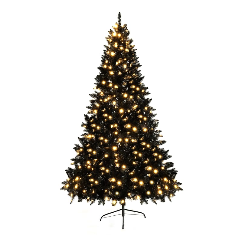6FT Pre-lit Artificial Hinged Christmas Tree,Xmas Tree with 920 Branch Tips and 280 Color LED Changing Lights with 11 Modes