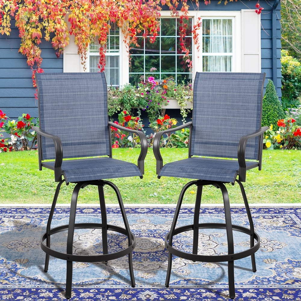 3-Piece Outdoor Bistro Set with Textilene Swivel Bar Stools