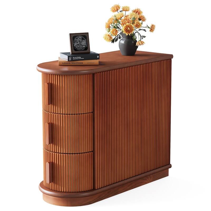 Solid Wood Side End Table with Drawers for Living Room