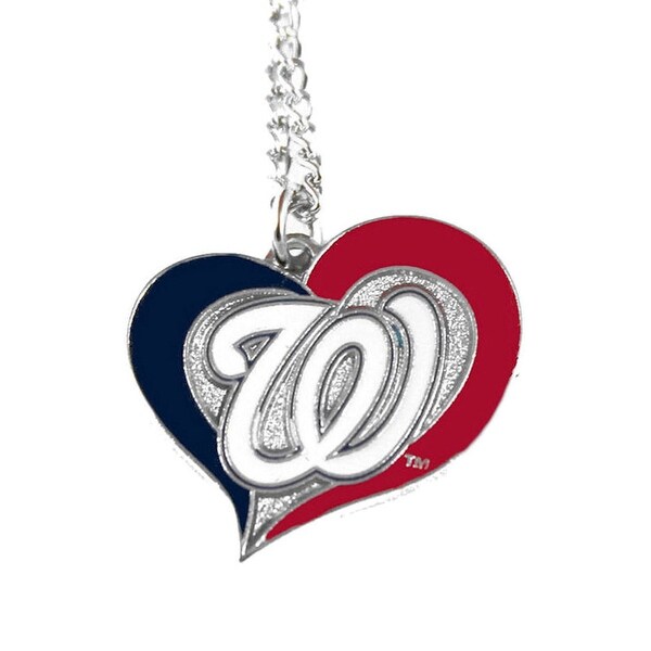 MLB DC Washington Nationals Sports Team Logo Swirl Heart Necklace. Opens flyout.