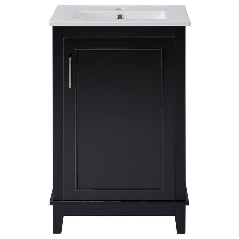 20 Inch Modern Small Bathroom Vanity Cabinet With Ceramic Basin,Ample Storage,1 Soft Close Doo