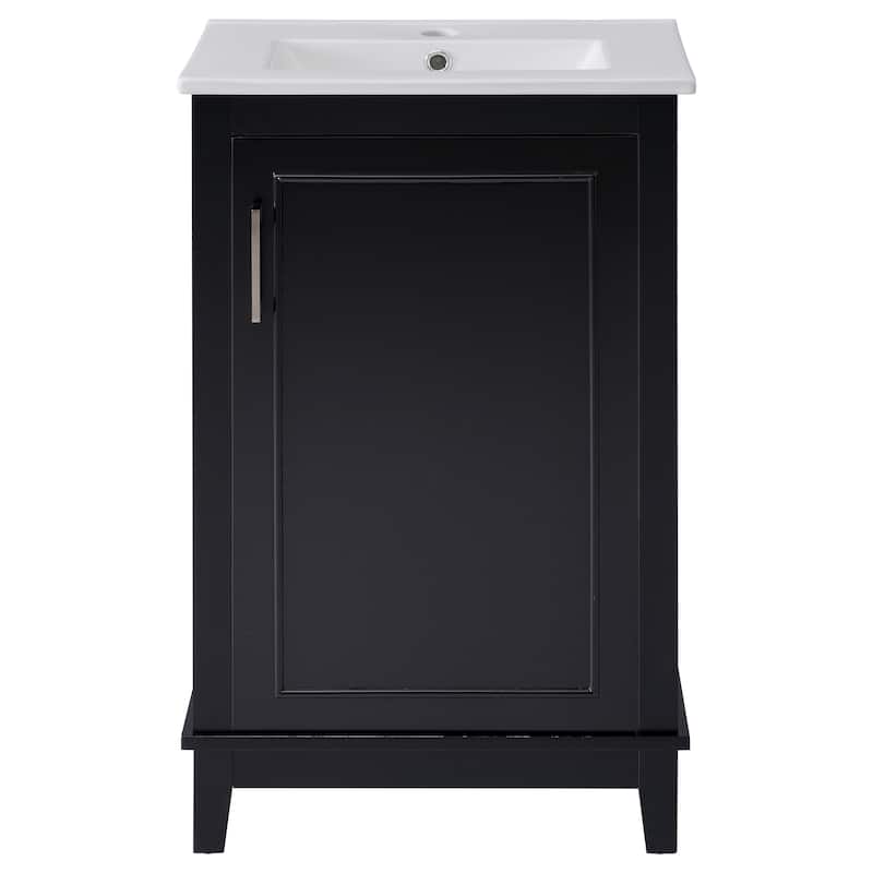 Bathroom Vanity with Sink, Small Bathroom Cabinet with Storage Racks, Single Basin Vanity Set with Soft-Close Door