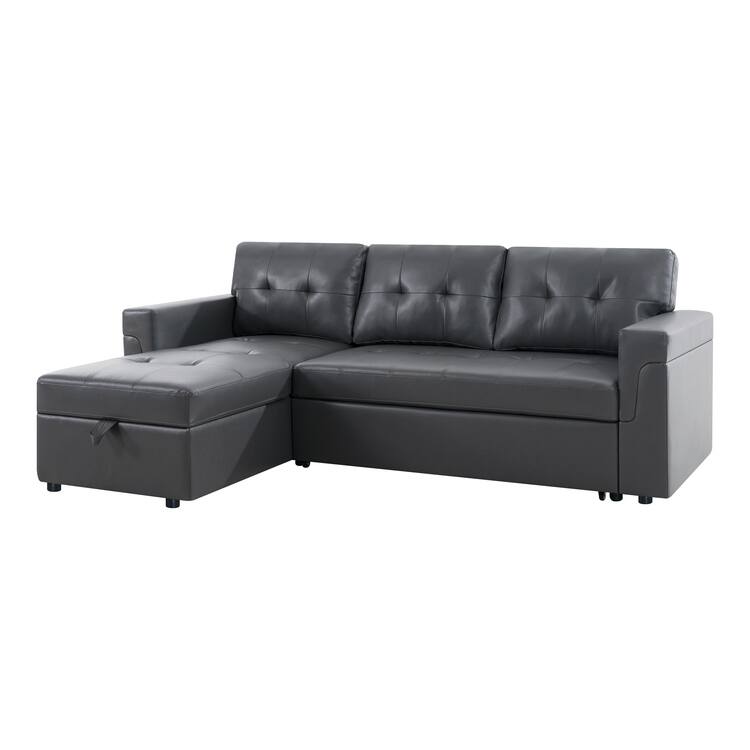 Perry Modern Reversible Sleeper Sectional Sofa with Storage Chaise, Pullout Sleeper Sofa Couch Bed for Living Room