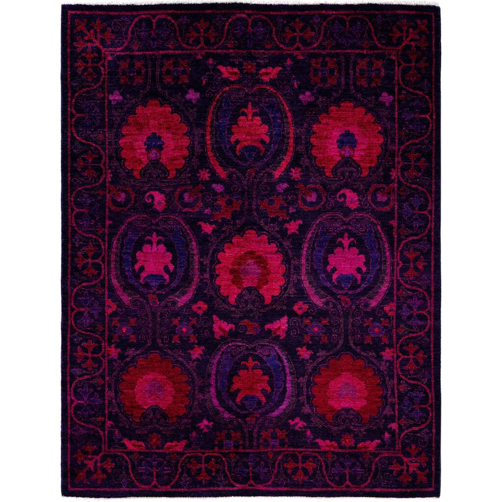 Overdyed One-of-a-Kind Hand-Knotted Area Rug - Purple - 4' 3" x 5' 6"