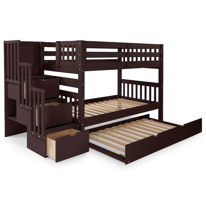 Taylor & Olive Trillium Twin over Twin Stairway Bunk Bed, Twin Trundle