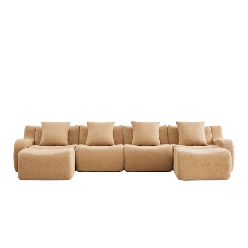 GDF Studio - Fairford U-Shaped 4-Seat Modular Sofa With Curved Armrests & Non-Slip Base
