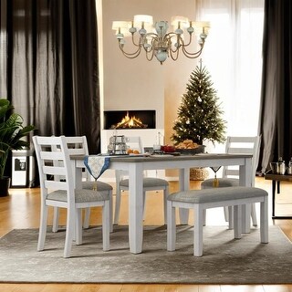 Rustic Style 6-Piece Dining Room Table Set with 4 Ergonomic Designed ...