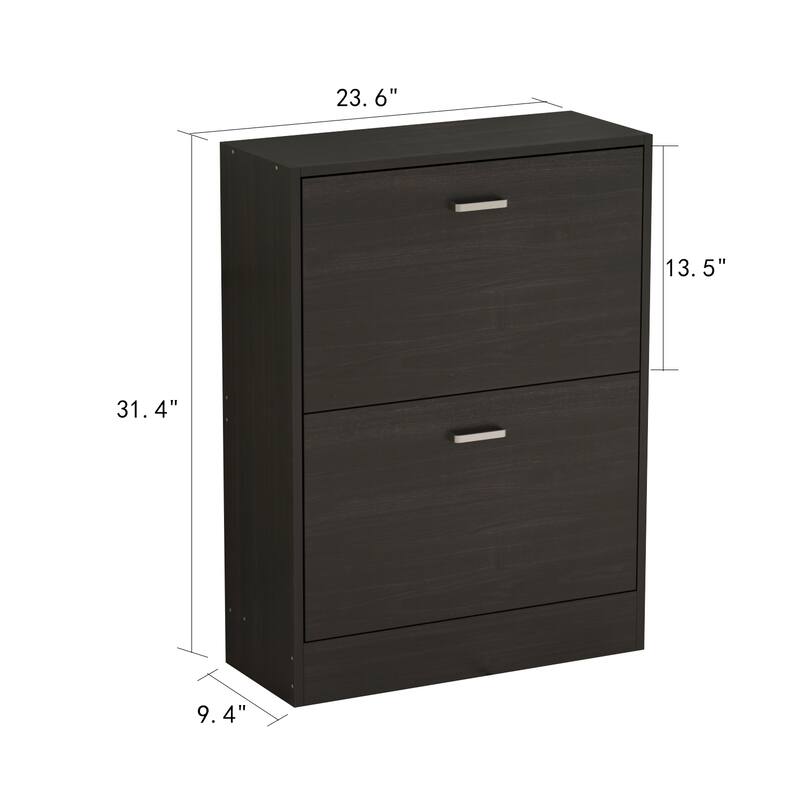 23.6"W Trendy Shoe Storage Cabinet with 2 Large Fold-Out Drawers