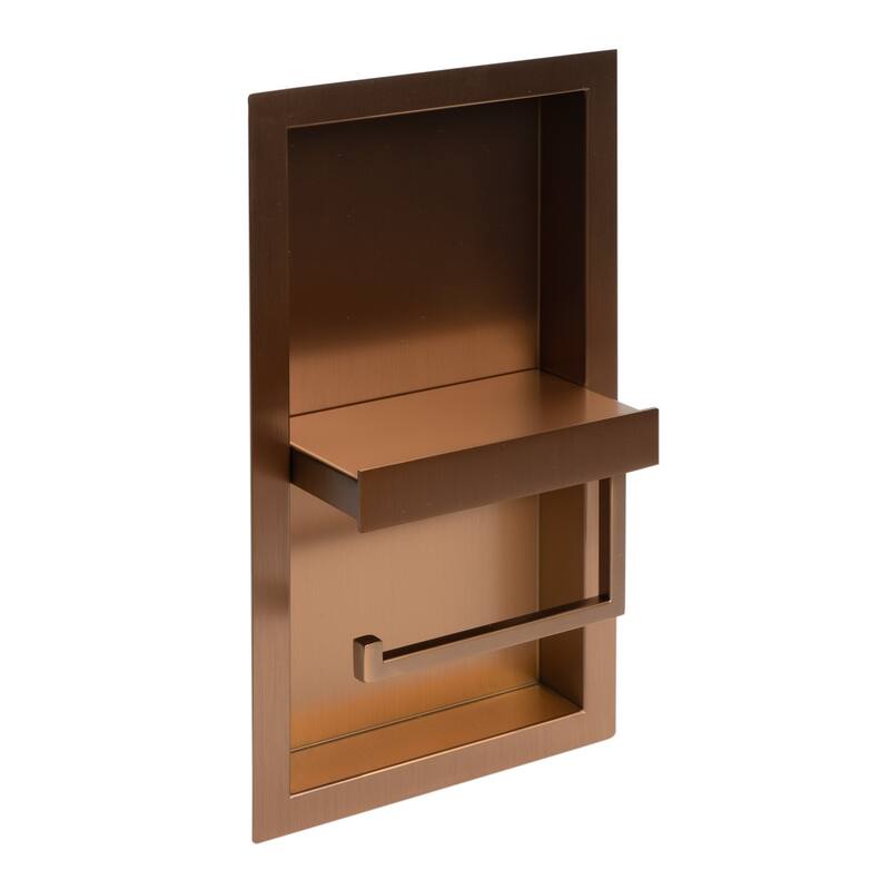 ALFI brand ABTPNP88-BC Brushed Copper PVD Stainless Steel Recessed Toilet Paper Holder Niche - Brown