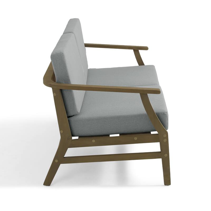 Outdoor Teak Wood Loveseat Sofa with Water-Resistant Cushions