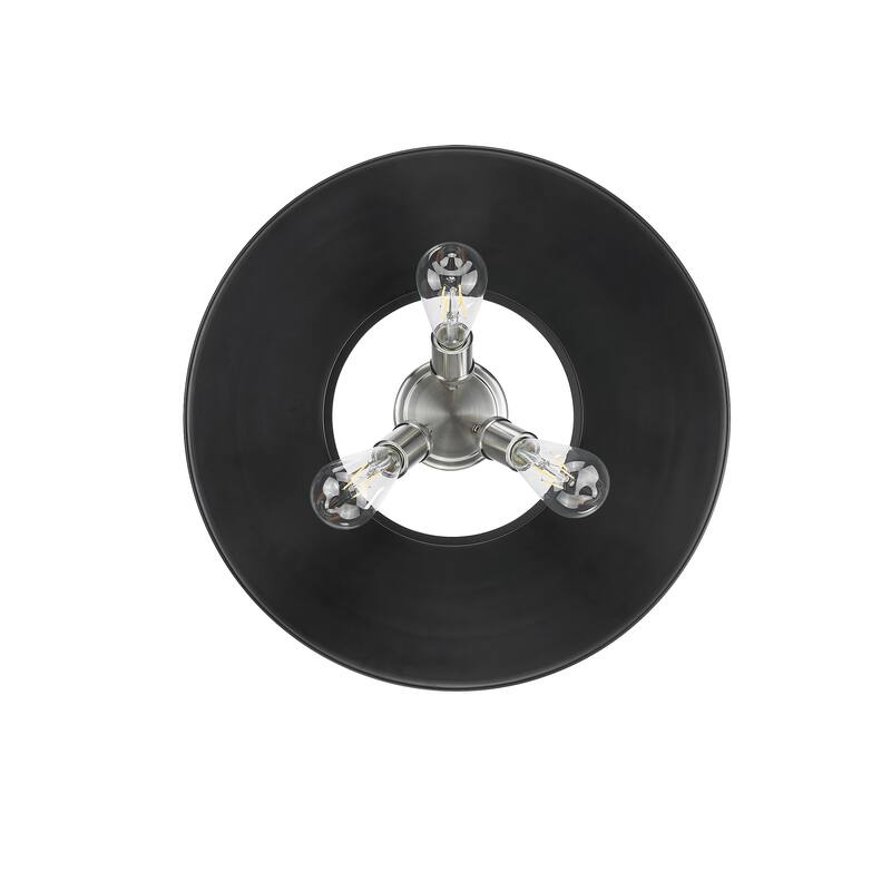 Yep by Golden Lighting Orwell 3-light Flush Mount in Pewter and Matte Black shade - Silver