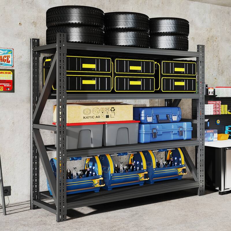 Heavy Duty Garage Shelving 4000LBS, Extra Wide Metal Adjustable Shelves, 69"H Industrial Storage Unit for Warehouse
