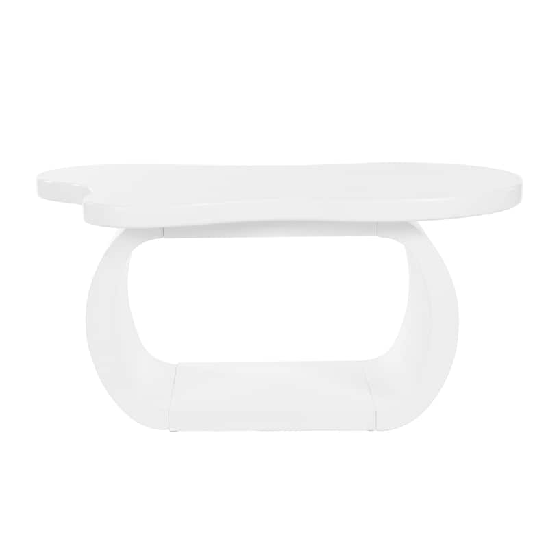Roomfitters Modern Irregular Coffee Table with Curved Legs, Cloud Design Accent Center Table with Thick Top for Living Room