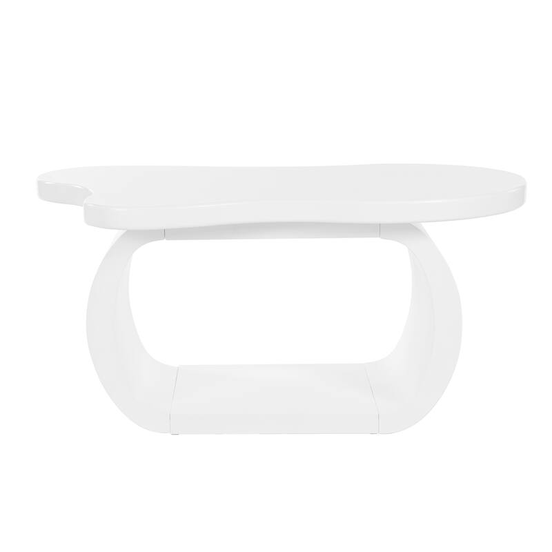 Rregular Coffee Table Cloud Shaped Table, Modern Wood Center Tables with Curved Legs for Apartment, Living Room