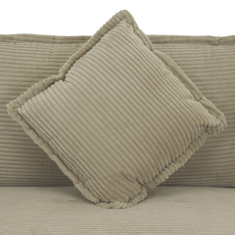 Corduroy Modular Sofa Couch, Upholstered Sleeper Recliner Sofa Couch with Side Storage Pockets and 3 Movable Ottomans