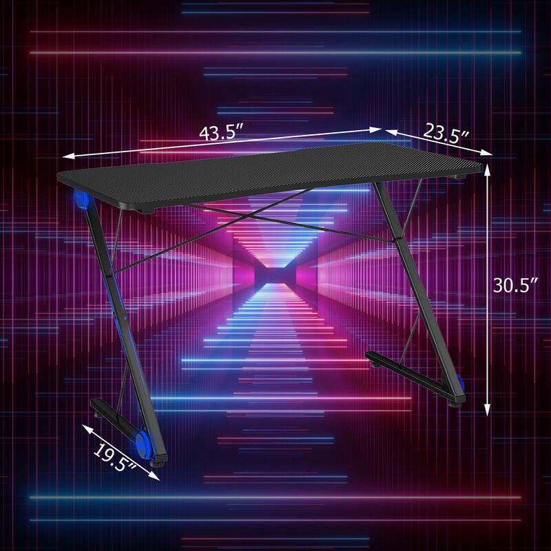 Gymax 43.5 inch Gaming Desk Z Shape Office PC Computer Desk Gamer