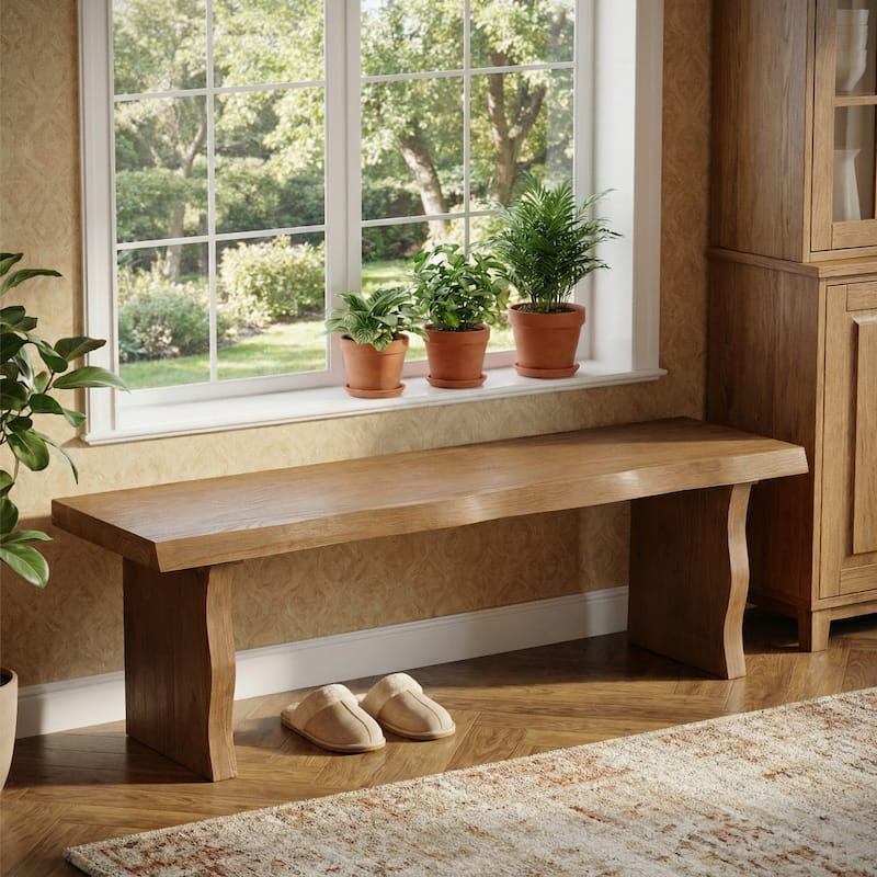 Christopher Knight Home - Nordic Rustic Pine Wood Dining Bench with Sculpted Legs