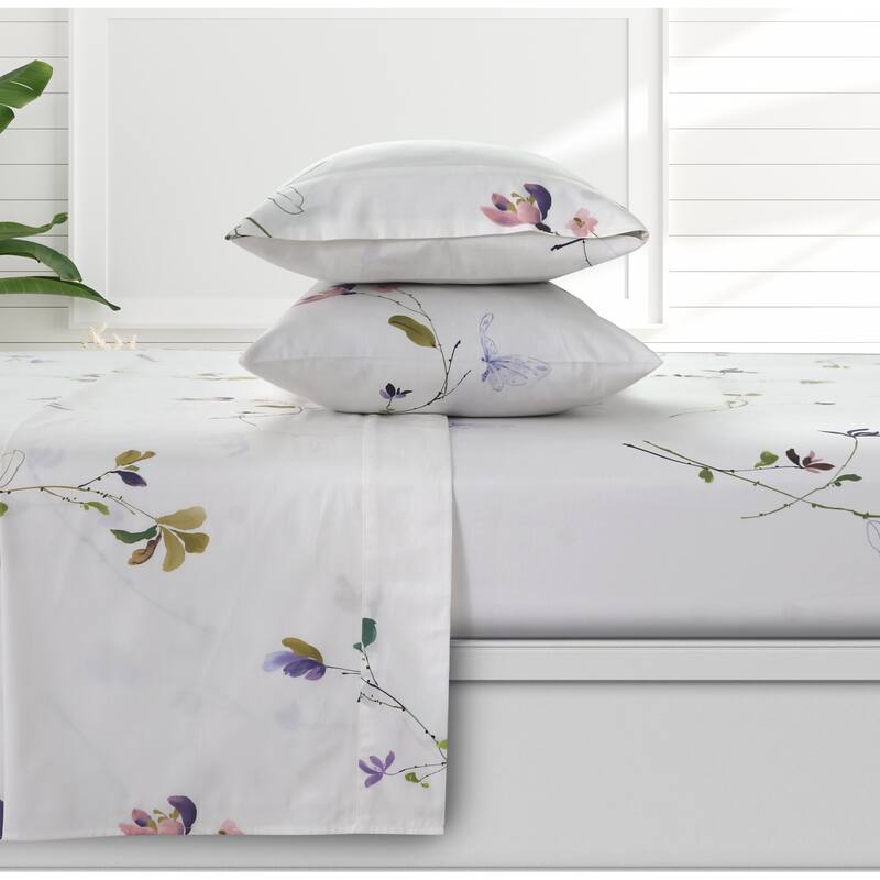 Azores Home Organic Cotton Sateen 300 Thread Count Deep Pocket Sheet Set