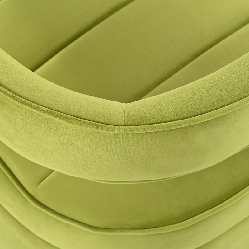 Green Modern 24.25" Upholstered Velvet Accent Chair with Ribbed Detail and Luxury Curved Fully