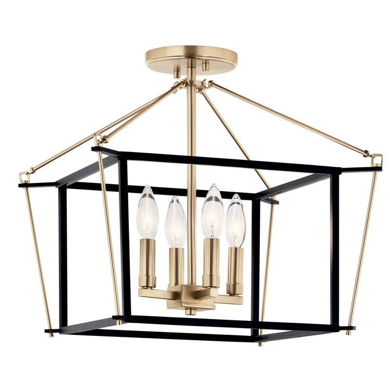 Kichler Lighting Eisley 4-Light Semi-Flush Mount Light - 16 in - Champagne Bronze and Black