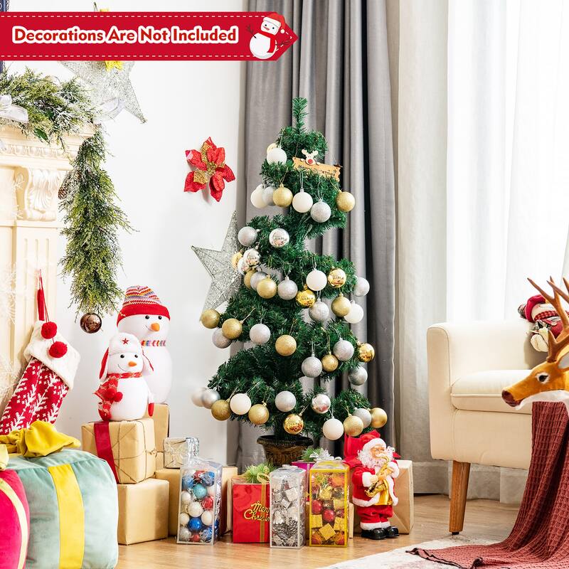 4FT Pre-lit Spiral Artificial Christmas Entrance Tree w/ Lights &