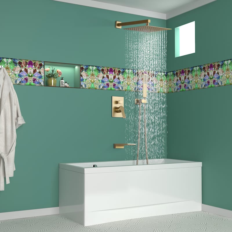 Wall Mount Shower Faucet and Tub Faucet with 10 inch Fixed Shower Head