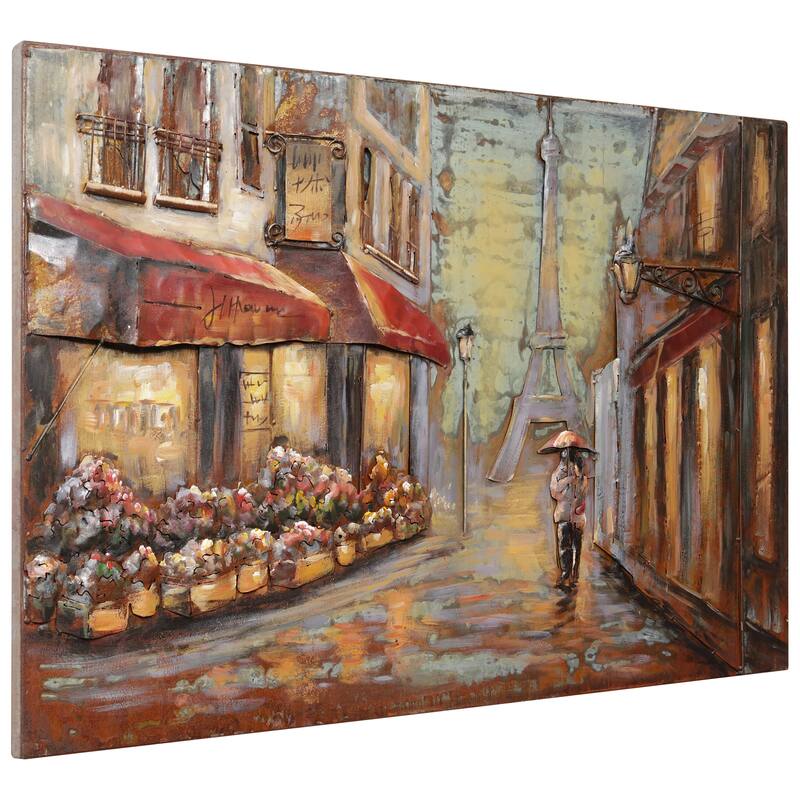 "Solo in Paris" Mixed Media Iron Hand Painted Dimensional Wall Art