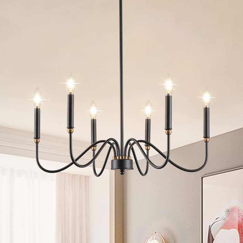 Candle Chandelier Traditional Farmhouse Chandelier Black Chandelier - 6-Light