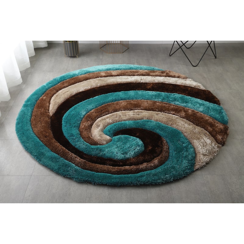 Mateos Shag Collection Swirl Area Rug