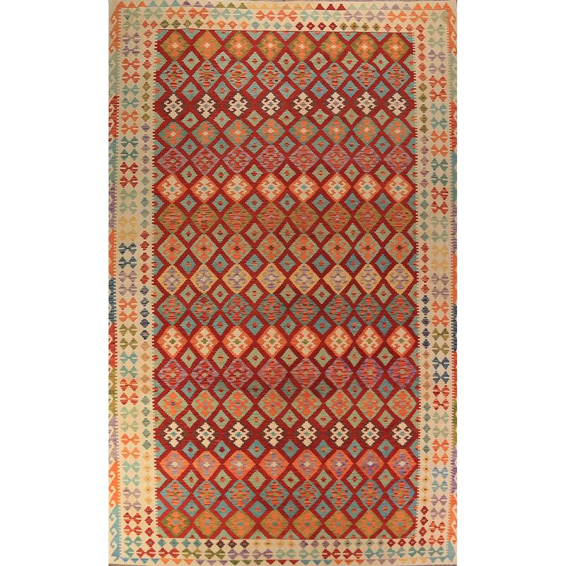 Kilim Oriental Large Rug Hand-Woven Bedroom Wool Carpet - 10'0"x 16'3"