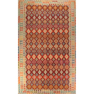 Kilim Oriental Large Rug Hand-Woven Bedroom Wool Carpet - 10'0"x 16'3"